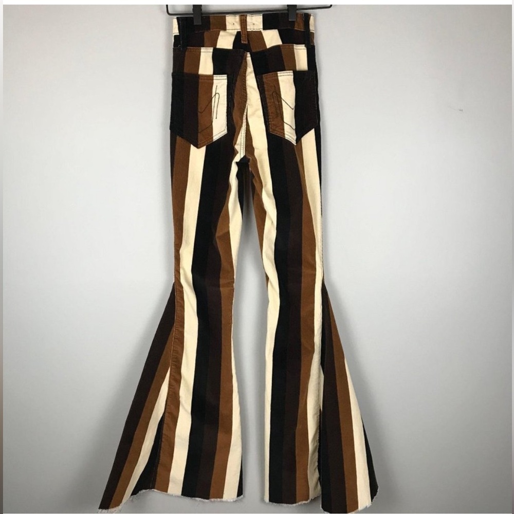 SMYM Stayin’ Alive Berkeley Bells Brown stripe corduroy cord flares 24 XS - Picture 4 of 8